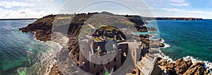 Old medieval french castle panoramic aerial view