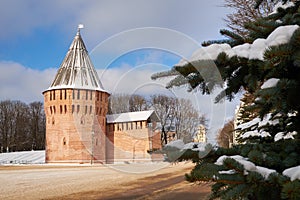 Old medieval Gromovaya tower of Smolensk Kremlin. Smolensk, Russia