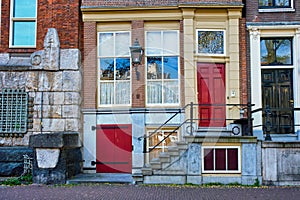 Old medieval houses in Amsterdam, Netherlands