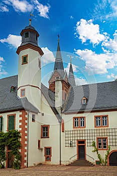 Old medieval monastery Seligenstadt . Benedictine abbey and park. Germany