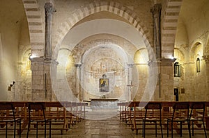 Old medieval romanic church interior