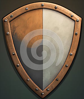 Old medieval shield, knight weapon