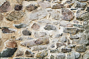 Old medieval stone wall from big stones background and texture.