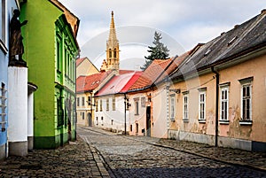 Old medieval street after rain