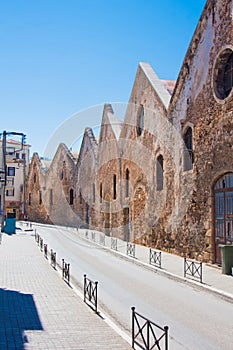 Old medieval streets in Chania city in Crete, Greece