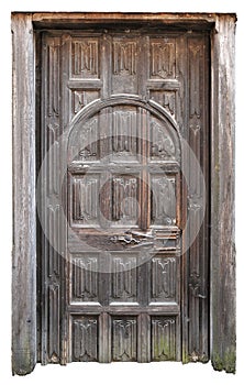 Old Medieval Wood Door with lots of none figurative gravures