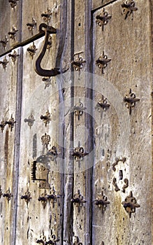 Old medieval wooden door