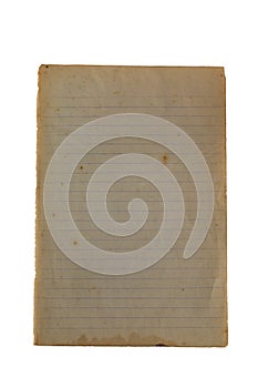 Old memo paper to reveal yellowing, blank, lined