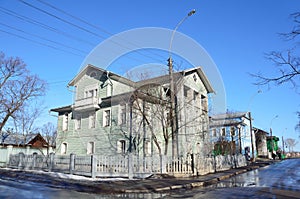 Old merchant and noble mansions on Leningradskaya street in Vologda. Russia