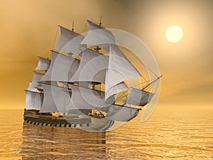 Old merchant ship - 3D Render