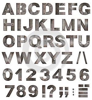 old metal alphabet letters, digits, punctuation photo