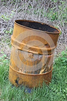 Old metal barrel