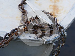 Old metal boat part close up