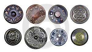 Old metal buttons with stars