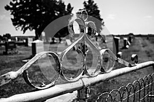Old Metal Cemetery Gate Black and White