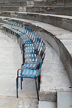 Old Metal Chairs at Ancient Theater of Orange, France