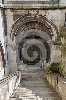 Old metal Church Door and stone stair