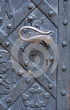 Old metal door with handle