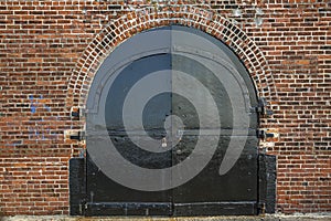 old metal door in Red Hook, Brooklyn, New York