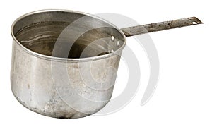 Old Metal Food Cooking Pot Isolated On White