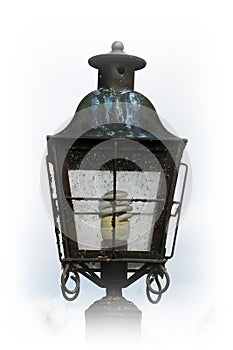 An old metal lamp with verdigris photo