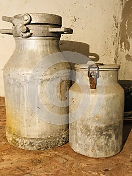 Old metal milk canister