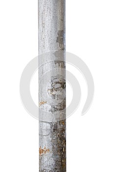 Old metal pole isolated on white background