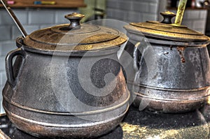 Old metal pots