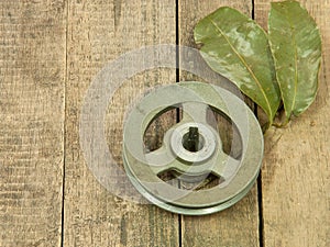 Old metal pulley