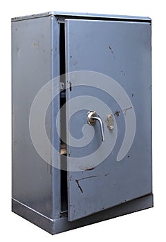 Old metal safe, fireproof document cabinet