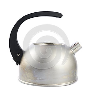Old metal stovetop kettle isolated