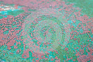 Old metal surface with green paint texture and background