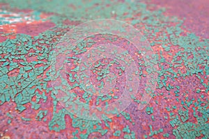 Old metal surface with green paint texture and background