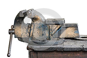 Old metal table vise clamp