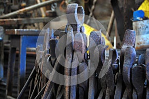 Old metal tools at forge