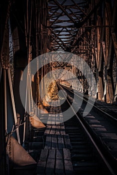 Old metal train bridge