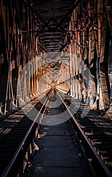 Old metal train bridge