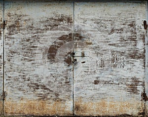 Old metal warehouse door