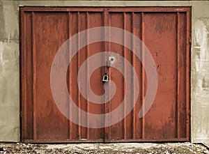 Old metal warehouse door