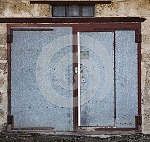 Old metal warehouse door