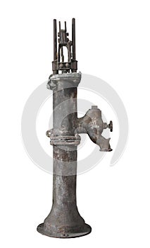 Old metal water pump isolated