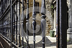 Old metal wrought iron fence