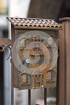 Old metallic postbox