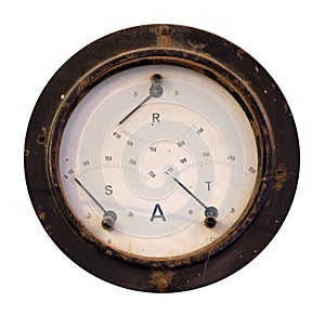 Old meter isolated on white background