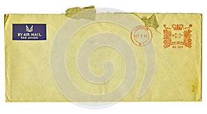 Old metered airmail envelope