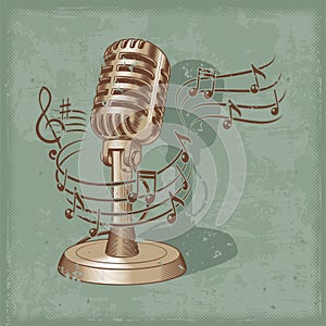 Old microphone made in grunge style