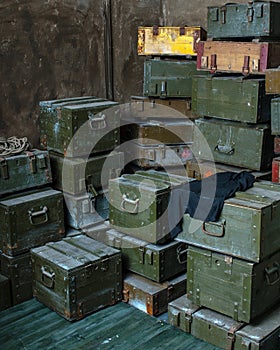 Old military ammunition boxes