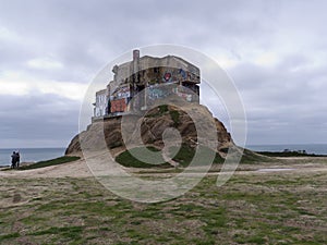 Old military bunker with graffiti