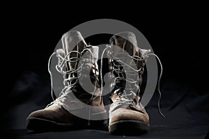 Old military combat boots