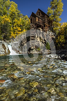 Old Mill is an 1892 wooden powerhouse located on an outcrop above the Crystal River in Crystal, Colorado, United States